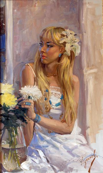 Polina & Dmitry Luchanov. girl in the window 70-100 on canvas