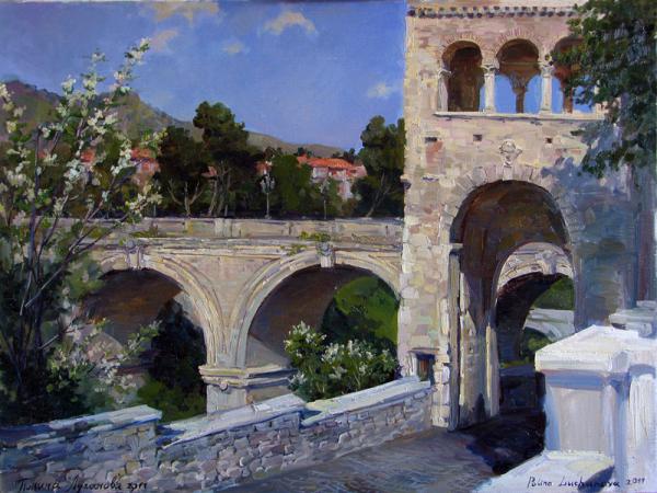 Polina & Dmitry Luchanov. The bridge in Ascoli Picheno.Italiya canvas 80h100sm 2011