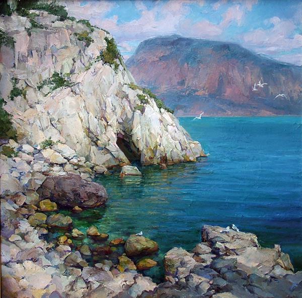 Polina & Dmitry Luchanov. Blue Lagoon (70-70cm. oil on canvas) 2004