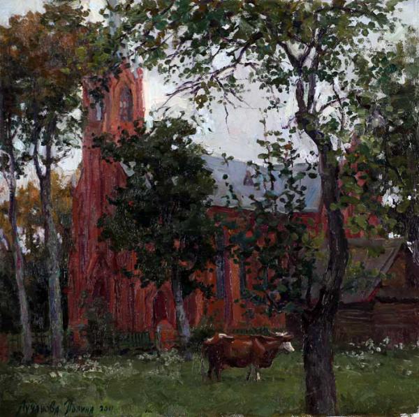 Polina & Dmitry Luchanov. Catholic church in the Lithuanian village of 30-30cm. oil on canvas 2011