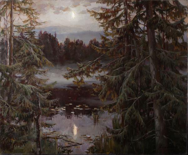 Polina & Dmitry Luchanov. Night on the Lake. oil on canvas 50-80cm. 2009