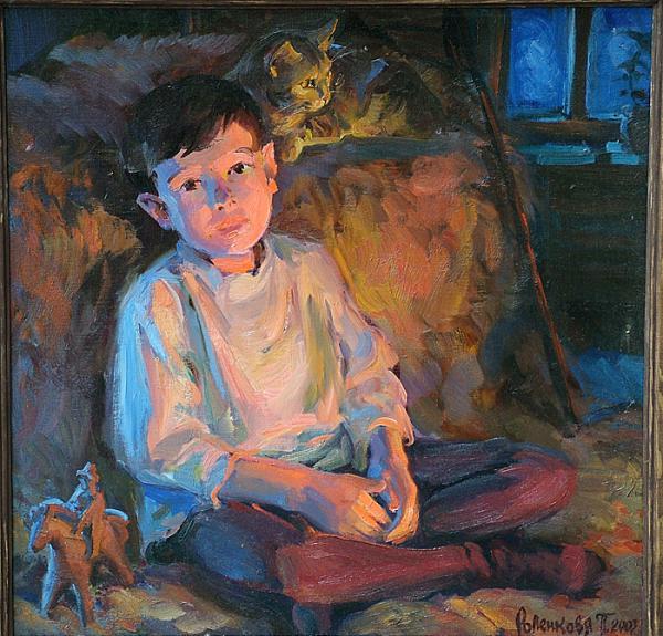 Polina & Dmitry Luchanov. fireside (oil on canvas 60-60cm.) 2003