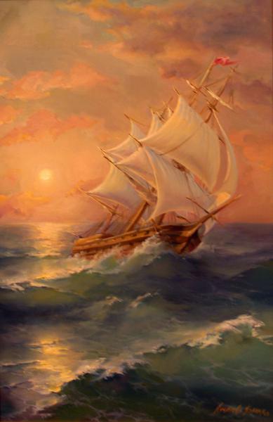 Polina & Dmitry Luchanov. sailboat oil on canvas 60-100cm