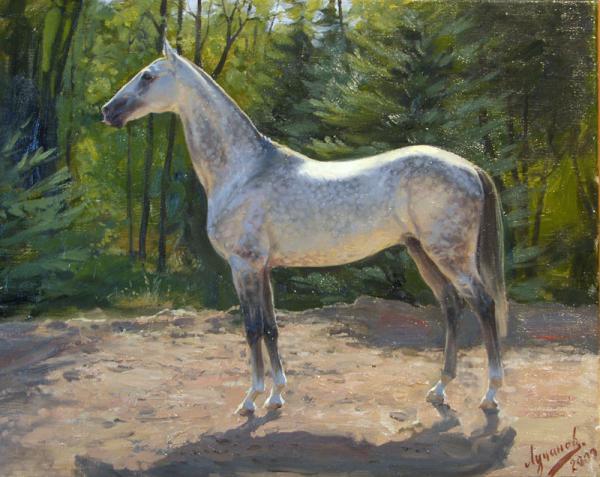 Polina & Dmitry Luchanov. a stallion-gray suit. oil on canvas 40-50 cm in 2010