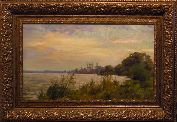 Polina & Dmitry Luchanov. Nero lake at sunset. oil on canvas 35h65 cm. 2008