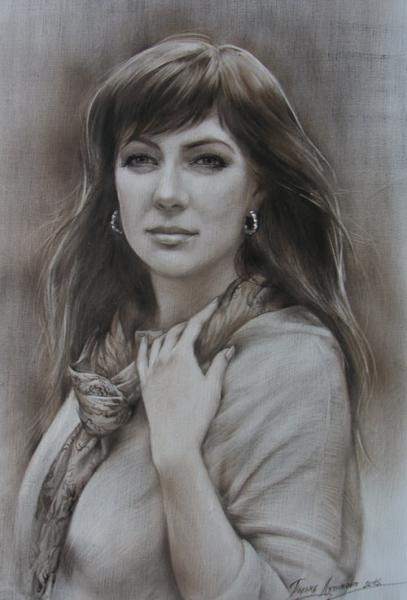 Polina & Dmitry Luchanov. portrait of (dry brush, oil on canvas) 40x60 cm 2012