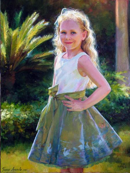 Polina & Dmitry Luchanov. Children's portrait in the open air. oil on canvas 80x60 cm 2015