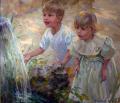 Polina & Dmitry Luchanov. children by the fountain 70-90cm oil on canvas 2007