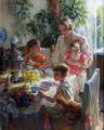 Polina & Dmitry Luchanov. Avtoportret with children" oil on canvas 170-130cm. 2010 